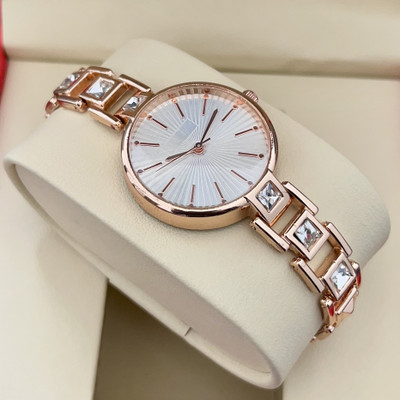 Bifrost Professional Series Women Latest Series Exclusive Choice White Diamond Studded Rose Gold Analog Watch  - For Women