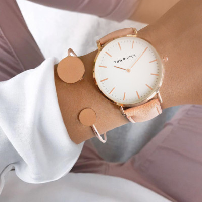 Joker & Witch Rose Pink Blacelet Stack Analog Watch  - For Women