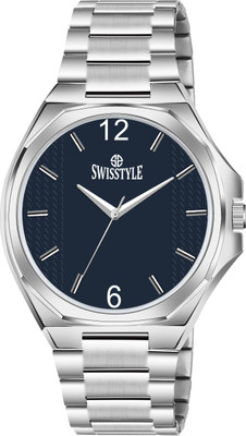 Swisstyle Men's Luxurious Silver Chain with Sleek Blue Dial Analog Watch  - For Men