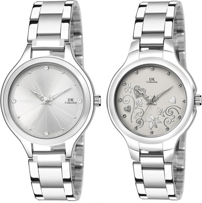 IIK Collection IIK-3031W-3041W Studded Dial with Silver Bracelet Strap Combo Analog Watch  - For Women