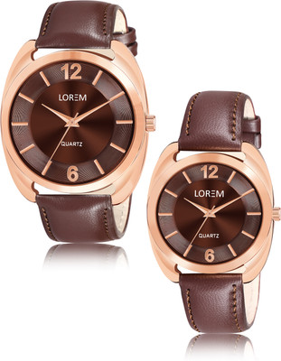 LOREM LR77-LR324 New Trending Stylish Brown edition couple watch Analog Watch  - For Couple