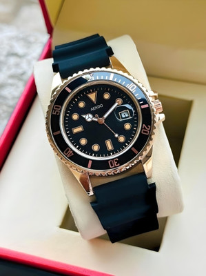 AEKDO DRM0024 GOLD BLACK Round Dial Silicone Strap Men's Watch – Sleek & Sporty Design Analog Watch  - For Men