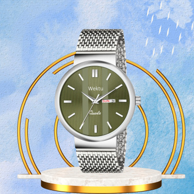 WEKTU Premium Quartz Watch/Men/Stainless Steel/Green Dial with Day & Date Display/10 Analog Watch  - For Men