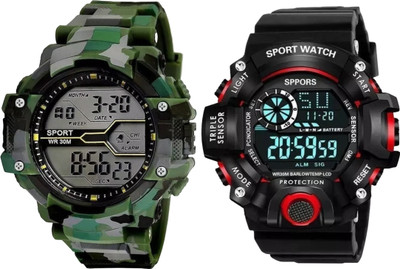 KIMY GE-WA-COMBO_ ARMY & BL_RED Digital Watch  - For Men