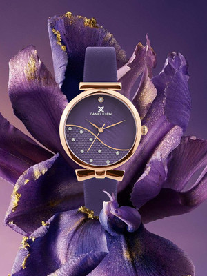 DANIEL KLEIN Purple Minimal Strap with Bow Shape Lug Premium Analog Watch  - For Women