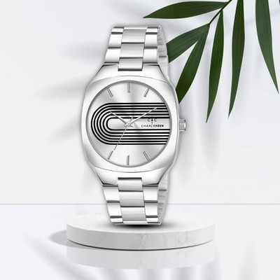 CHARLIEKEEN Modern Silver Dial Stainless Steel Case Analog Watch  - For Men