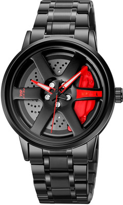 Ritoza Men's Sport Quartz Watch 3D Car Wheel Rotating Dial Fashion Stainless Steel Wheel Analog Watch  - For Men