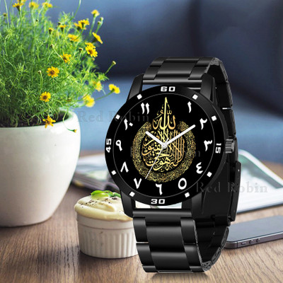 Red Robin AYATULKURSI-AVO-BLK-CDBLK AYATUL KURSI Design Stylish Strap Wrist Watch for Muslim Men and Boys Analog Watch  - For Men