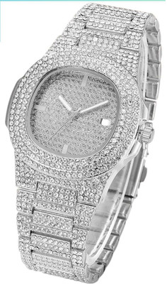 Forum Men's Fashion Luxury Full Bling Iced-Out Diamond Crystal Quartz Wrist Watch Analog Watch  - For Men & Women