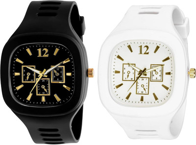 Fash Square Dial Black and White Analog Watch - for Boys & Men Analog Watch - for Boys & Men Analog Watch  - For Boys & Girls