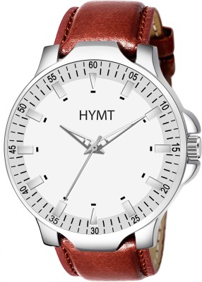 HYMT HMTY-5017 White Dial & Brown Leather Strap for Boys Analog Watch  - For Men