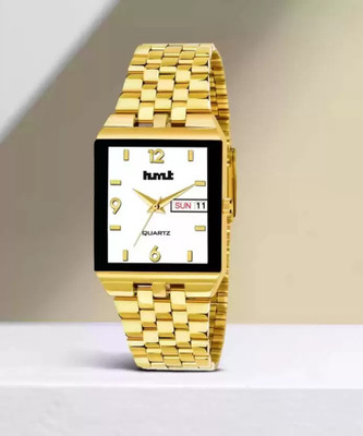 HMT DLX HMT DLX 9151 GOLD GOLD +bracelet Exclusive Premium Gold Plated Dial GOLD Golden Chain Day & Date Functioning Analog Watch  - For Men