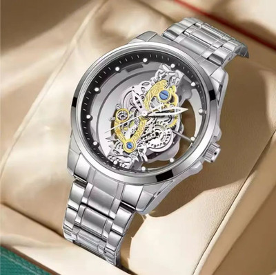 Glowme SKELETON_ROUND_SILVER GLOWME analog watch for men. Analog Watch  - For Men