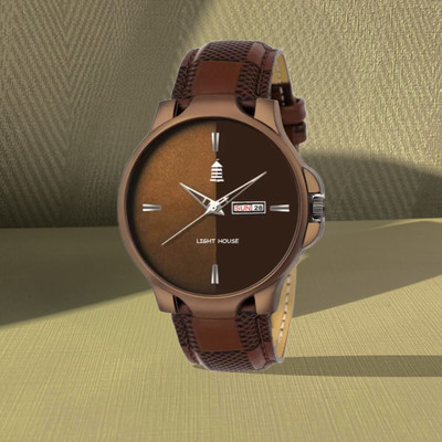 light house Trendy Brown Dial Day & Day Wrist Leather Analog Watch Analog Watch  - For Men