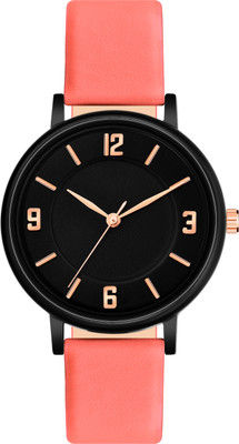 WEDSCOY New Arrivals Textured Designer Black Color Dial Genuine Leather Belt New Arrivals Textured Designer Black Color Dial Genuine Leather Belt Analog Watch  - For Girls