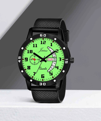 JAINX JM7108 Day & Date Function Radium Dial Rubber Band Analog Watch  - For Men
