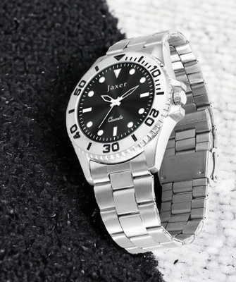 Jaxer Black Dial Steel Silver Chain Analog Watch  - For Men