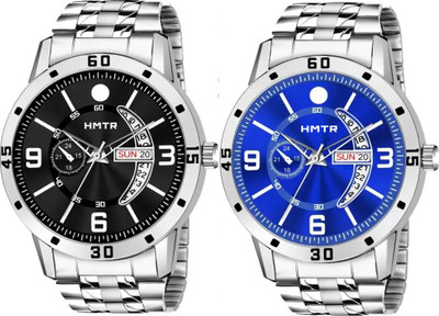 HMTr Hmtr-7089-Black-7090-Blue Day and Date working Pack of 2 Analog Watch  - For Men