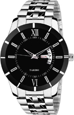Tarido Classic Exceptional black dial stainless steel strap day & date function wrist Analog Watch  - For Men