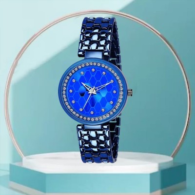 ETLIS All Blue Steel Chain 2 All-Blue Stylish Diamond Finished Dial Analog Watch  - For Women