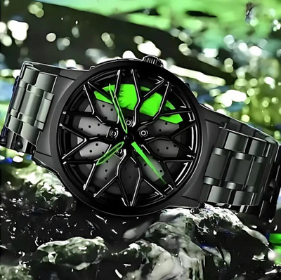 KHXR GREEN CARWHEEL WATCH FOR MEN GREEN CAR WHEEL ROTATING WATCH FOR MEN Analog Watch  - For Men