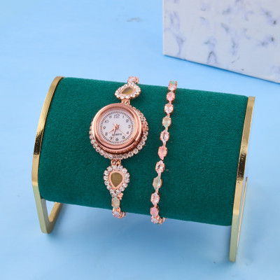 GC PREMIUM JEWELLERY Double Line Analog Watch Rosegold Luxury Thin Watch For Girls & Women Rose Gold Analog Watch  - For Women