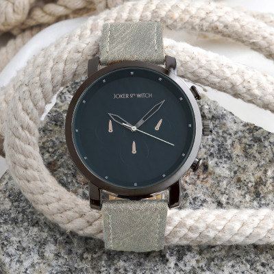 Joker & Witch Beetle Black Dial Light Grey Pu Strap Watch Analog Watch  - For Men