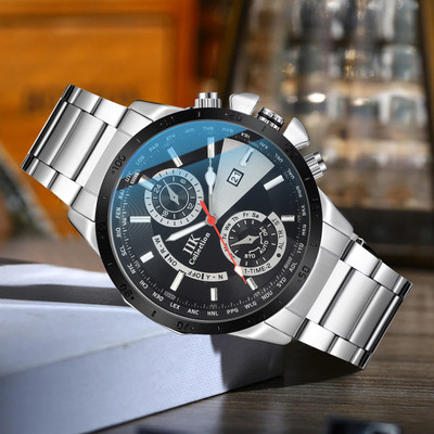 IIK Collection Time & Date Series Push Button Lock Durable Watch for Boys IIK Collection Watches for Men Date and Time Round Dial Analogue Men Watch Analog Watch  - For Boys