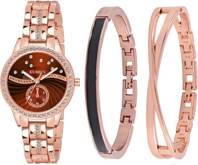 Curren Ladies Wrist Watch with Matching Bangles Analog Watch  - For Women