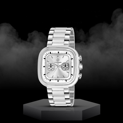 CHARLIEKEEN Retro-Inspired Square Face White Dial Analog Watch  - For Men