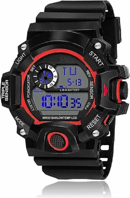 SHURAI Wt-Red-but-starp-Black Multi-Functional Waterproof Digital Sports Watch for Men's Kids Watch SHURAI Digital Watch  - For Boys