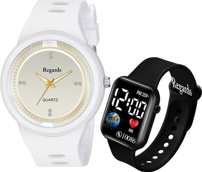 REGARDS R7868D 2023 Smile :-) Trending Combo Set Of 2 Slim Style Royal Looking Unisex Analog-Digital Watch  - For Boys & Girls
