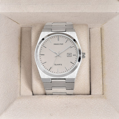 SWADESI STUFF W151 White Dial Stainless Steel Date Display Mens Wrist Analogue Watch Analog Watch  - For Men