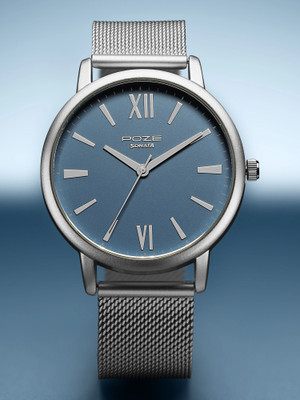 SONATA Poze Steel Strap with Blue Dial Analog Watch  - For Men