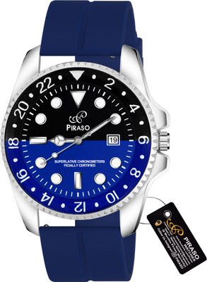 PIRASO ROL-X OG BLACK & BLUE(SILICON STRAP) PIRASO ANALOG TWO TONE DIAL & BLUE SILICONE STRAP WATCH FOR MEN Analog Watch  - For Men