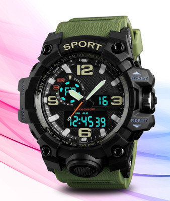 Harbor Green PU strap watch, tailored for boys’ sports activities Analog-Digital Watch  - For Boys