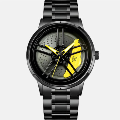 Eocto 3D Rotating Spinning Watch Quartz Men Rim Car Wheel Watches Analog Watch Analog Watch  - For Men