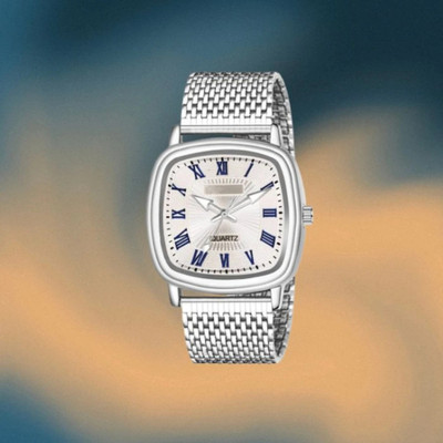 Giomex Exclusive Chain Stainless Steel Square Quartz Analog Watch  - For Men