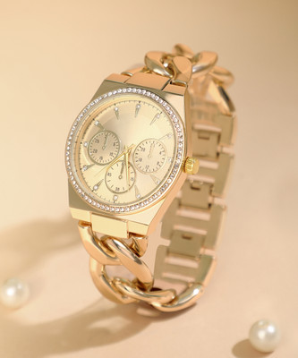 Haute Sauce The Three-Dial Chunkylink Cushion Watch Analog Watch  - For Women