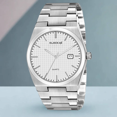 KLOCKAN 216 KLOCKAN Men’s Analog Quartz Watch Stainless Steel Chain White Dial Date Display Analog Watch  - For Men