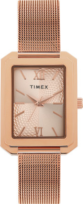 TIMEX TWEL233SMU02 Timex Rose Gold Rectangle Dial Analog Watch  - For Women