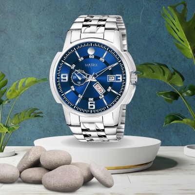 MATRIX DD-114-BL Blue Day & Date Steel Analog Watch  - For Men & Women