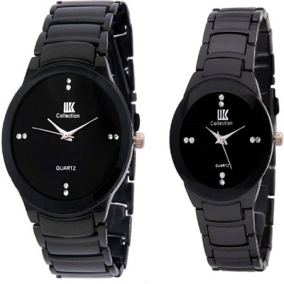 IIK Collection Black Studded Dial with Silver Bracelet Strap Analog Watch  - For Men & Women