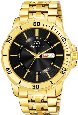 AquaBliss Gold Stainless Steel Day & Date Display Analog Watch  - For Men