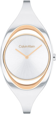 Calvin Klein Ck Elation Calvin Klein Ck Elation Qtz Basic Slim Silver White Round Dial Women's Watch / Analog Watch  - For Women