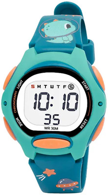 Time Up Printed Cartoon Small Size Printed Multicolor Cartoon Design Alarm,Light & Water Proof 4-12 Years Kids Digital Watch  - For Boys & Girls
