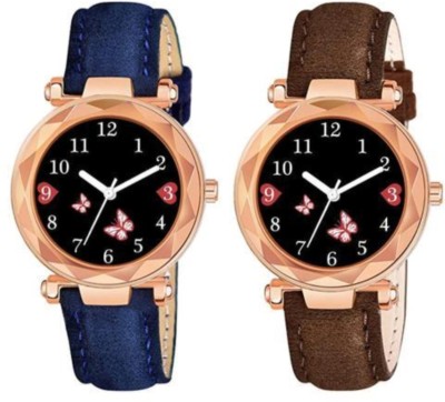 Vtrack Stylish Leather Belt Butterfly Watch Combo pack of 2 For Girls Analog Watch  - For Girls