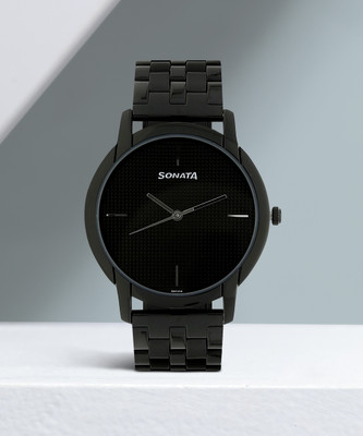 SONATA Gents Black Analog Watch  - For Men