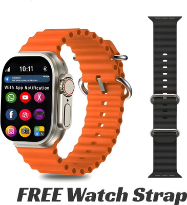 FastCares with AI assistant, Bluetooth Calling and Fitness No Sim(Orange Strap Free Size) T800 ultra smart watch with wireless charging Smart Watch (Without Sim Card) Digital Watch  - For Boys & Girls