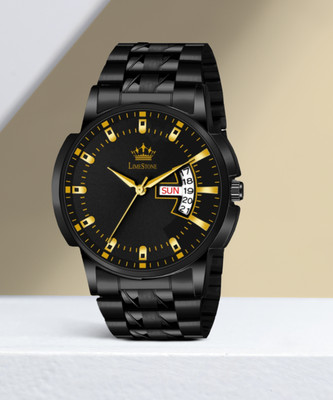 LIMESTONE All Black Day & Date Functioning Long Life Black Plated Chain HMTS Quartz Analog Watch  - For Men